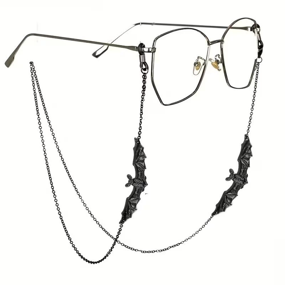 Gothic Bat Eyeglass Chain Black Glasses Holder Necklace Halloween Sunglasses - Picture 6 of 6